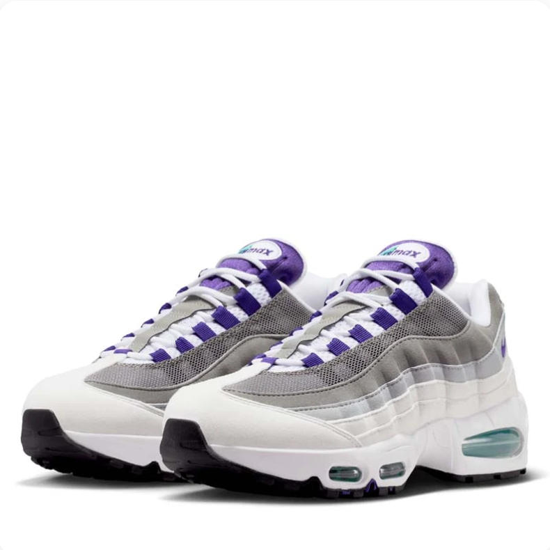 Nike Air Max 95 Sneakers - White, Grey & Purple