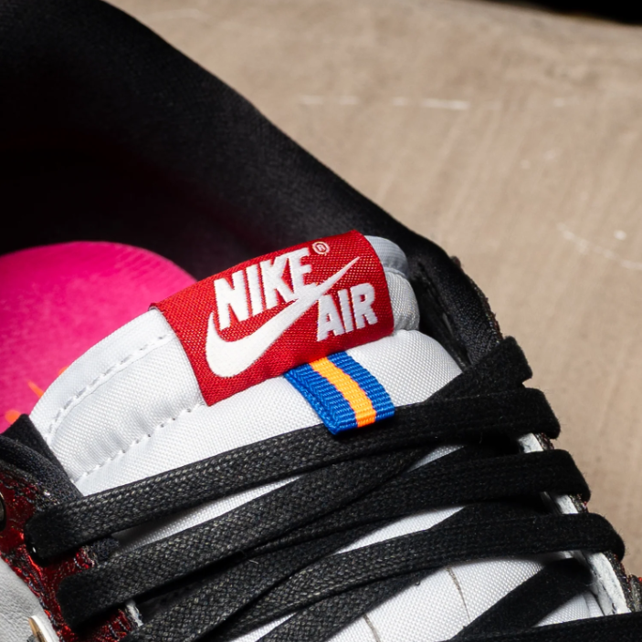 Air Jordan 1 Low Sneakers - Red Brocade, White & Black