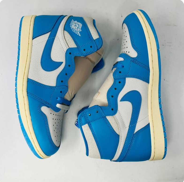 Air Jordan 1 High Sneakers - Bright Blue, White & Cream
