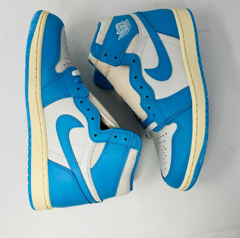 Air Jordan 1 High Sneakers - Bright Blue, White & Cream