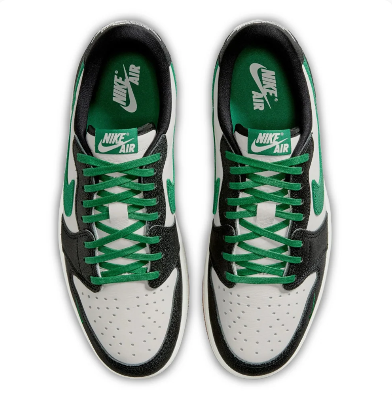 Air Jordan 1 Low Sneakers - Black, White & Green