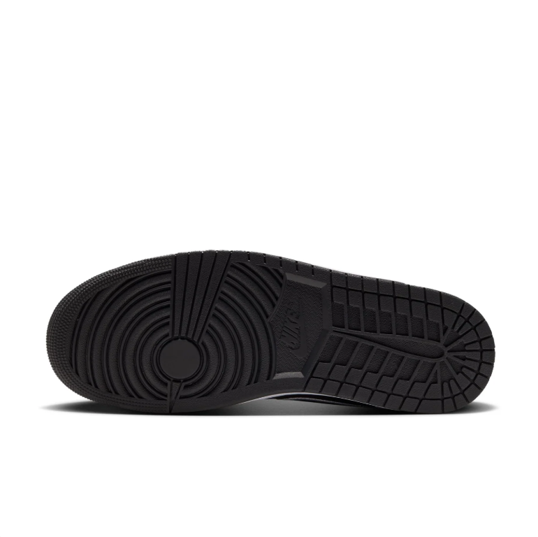 Air Jordan 1 Low Sneakers - Black & White with Outlined Swoosh