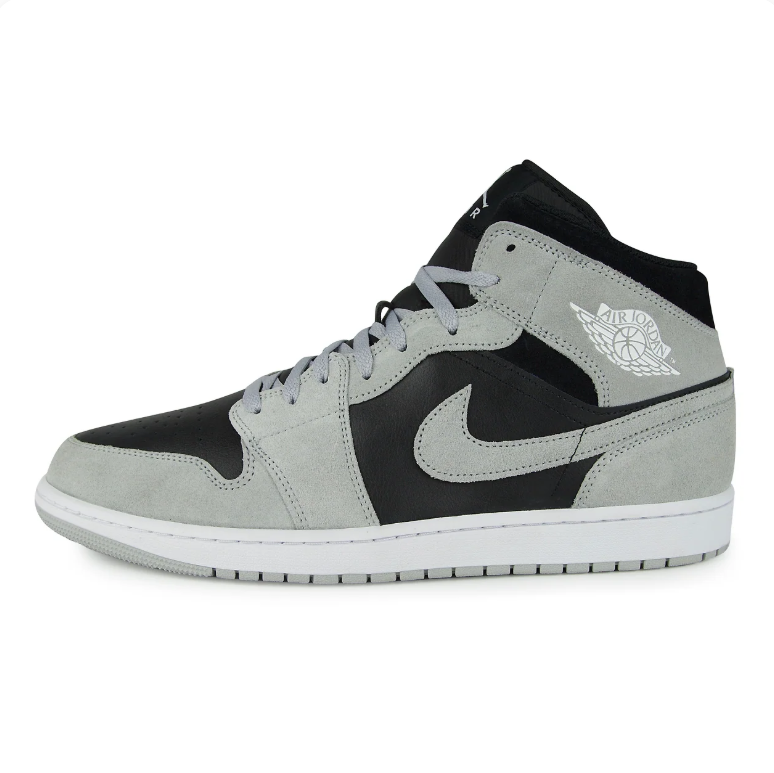 Air Jordan 1 Mid Sneakers - Light Grey & Black