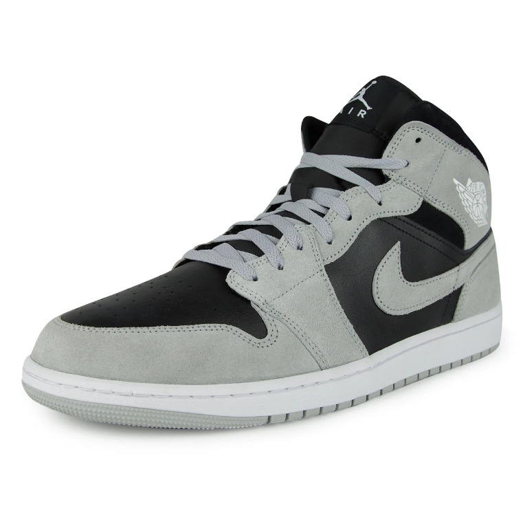 Air Jordan 1 Mid Sneakers - Light Grey & Black
