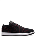 Air Jordan 1 Low Sneakers - Black with Red Contrast Stitching