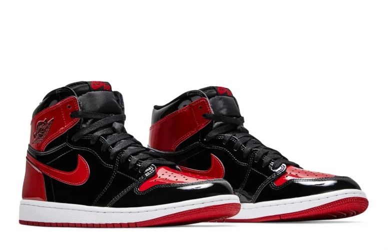 Air Jordan 1 High Sneakers - Glossy Black & Red
