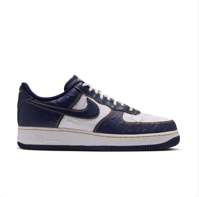 Nike Air Force 1 Low Sneakers - Navy & White with Yellow Accents