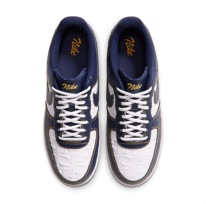 Nike Air Force 1 Low Sneakers - Navy & White with Yellow Accents