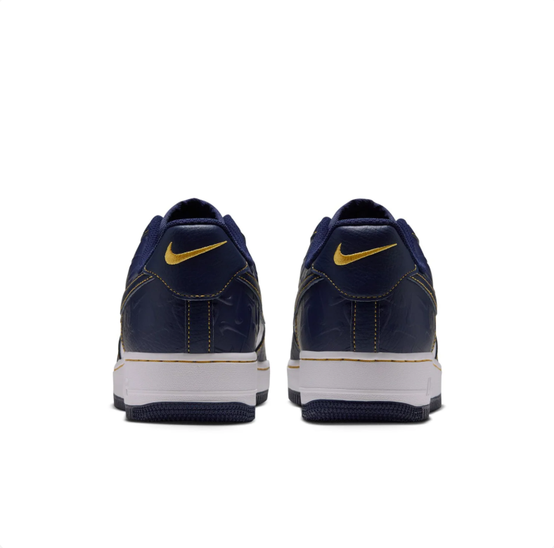 Nike Air Force 1 Low Sneakers - Navy & White with Yellow Accents