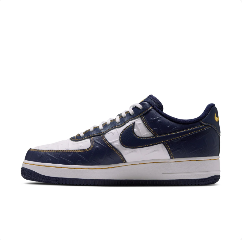 Nike Air Force 1 Low Sneakers - Navy & White with Yellow Accents