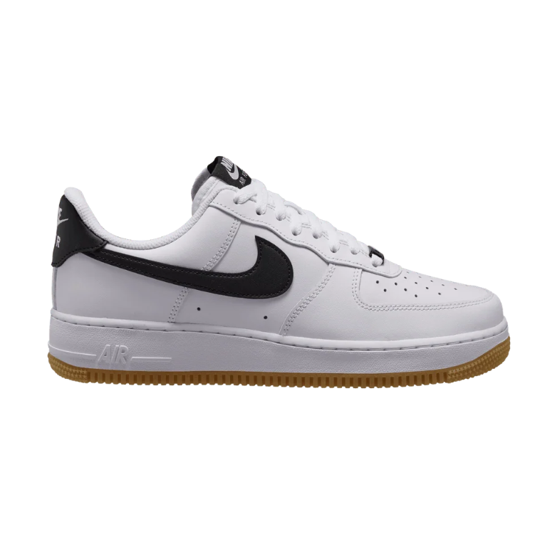 Nike Air Force 1 Low Sneakers - White & Black with Gum Sole
