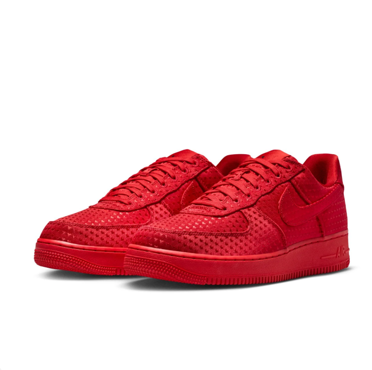 Nike Air Force 1 Low Sneakers - All Red with Textured Pattern