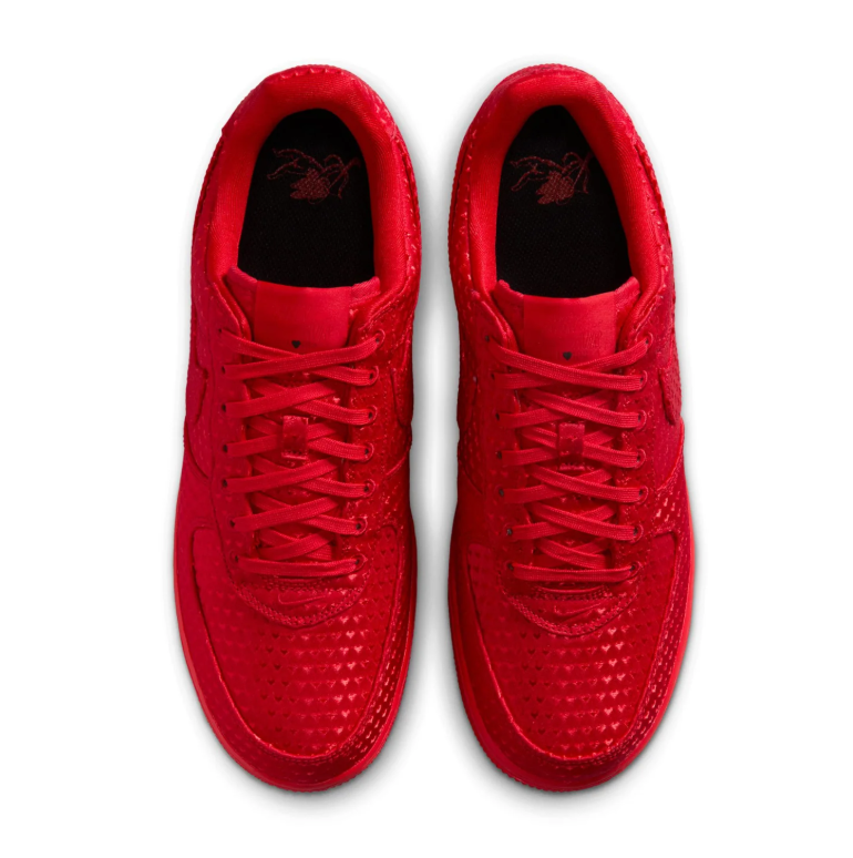 Nike Air Force 1 Low Sneakers - All Red with Textured Pattern
