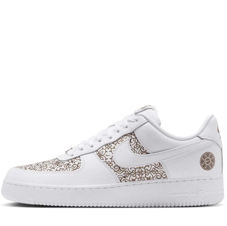 Nike Air Force 1 Low Sneakers - White with Ornamental Print