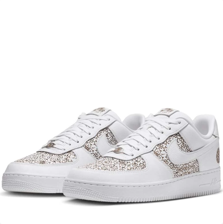 Nike Air Force 1 Low Sneakers - White with Ornamental Print
