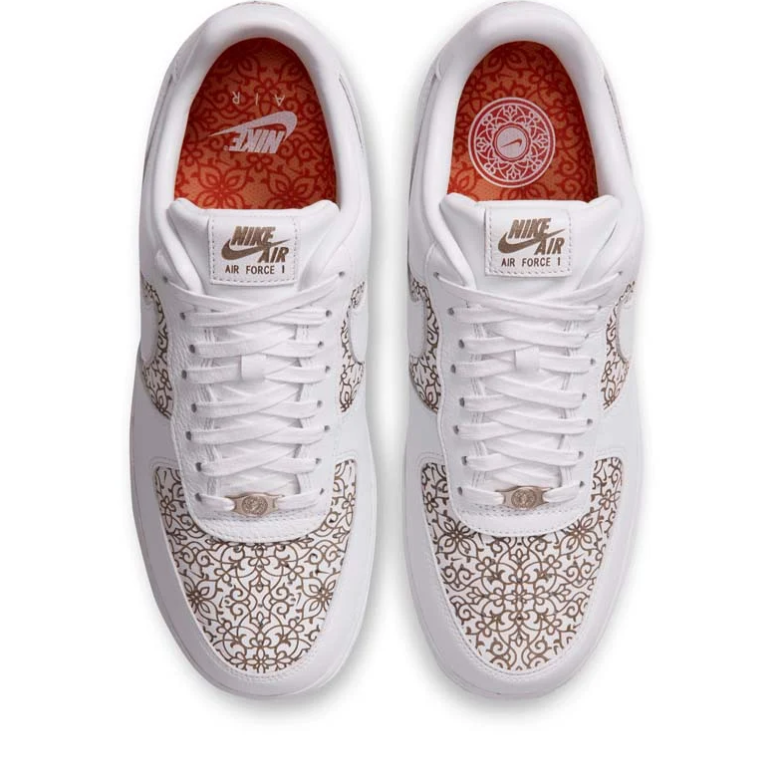Nike Air Force 1 Low Sneakers - White with Ornamental Print