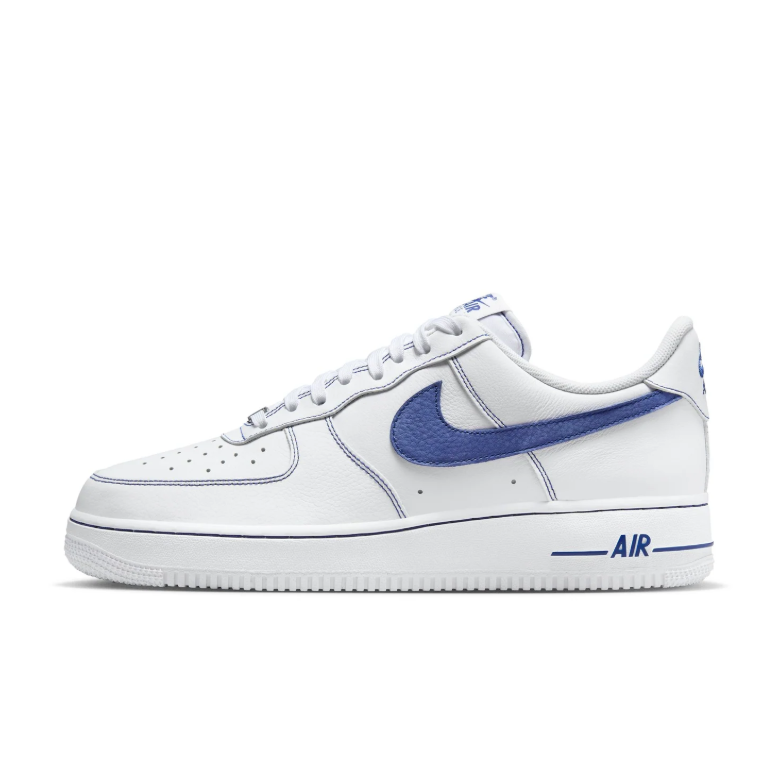 Nike Air Force 1 Low Sneakers - White & Blue with Contrast Stitching
