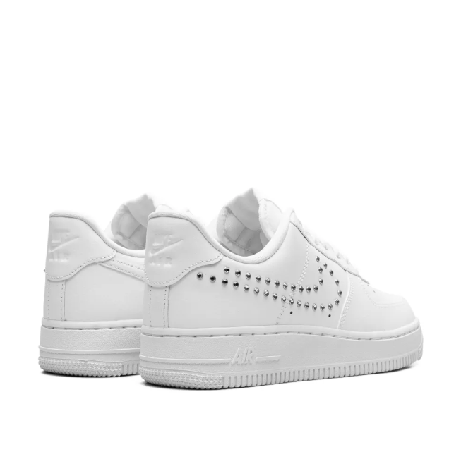 Nike Air Force 1 Low Sneakers - White with Silver-Tone Studded Swoosh