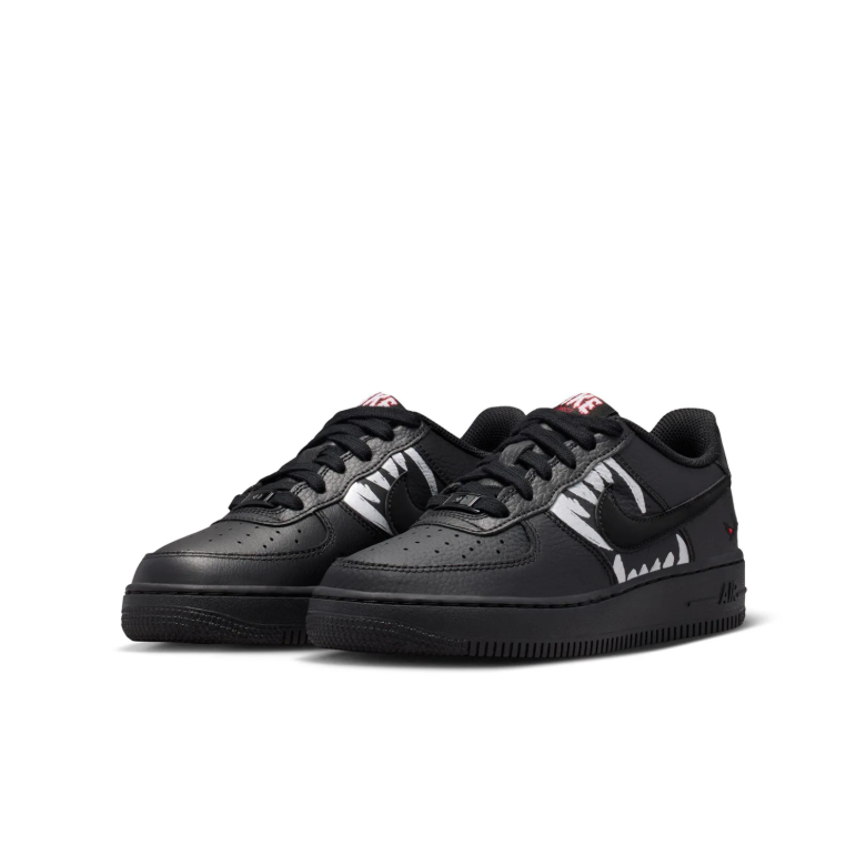 Nike Air Force 1 Low Sneakers - Black with White Fang Graphics