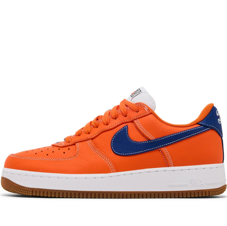 Nike Air Force 1 Low Sneakers - Orange & Navy NYC with Gum Sole