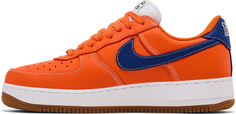 Nike Air Force 1 Low Sneakers - Orange & Navy NYC with Gum Sole