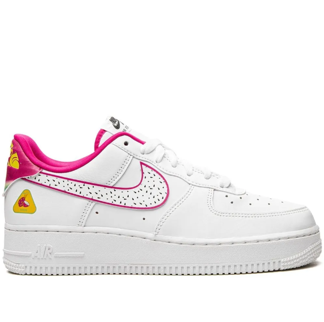 Nike Air Force 1 Low Sneakers - White & Pink with Speckled Swoosh