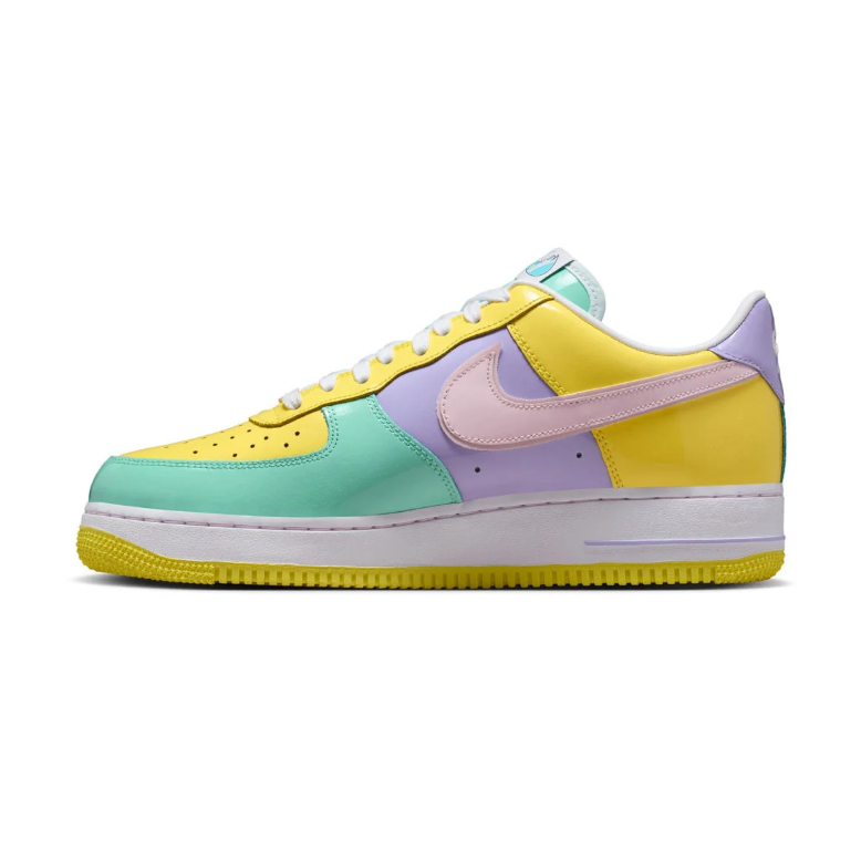 Nike Air Force 1 Low Sneakers - Yellow, Mint & Lavender with Pink Swoosh
