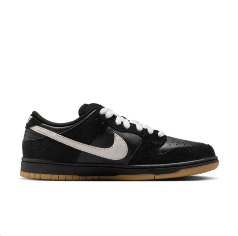 Nike SB Dunk Low Sneakers - Black & White with Gum Sole