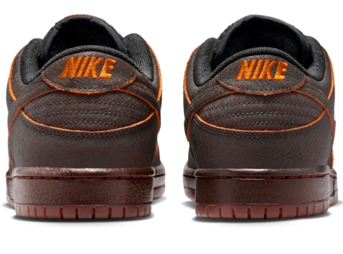 Nike SB Dunk Low Sneakers - Dark Brown with Orange Accents