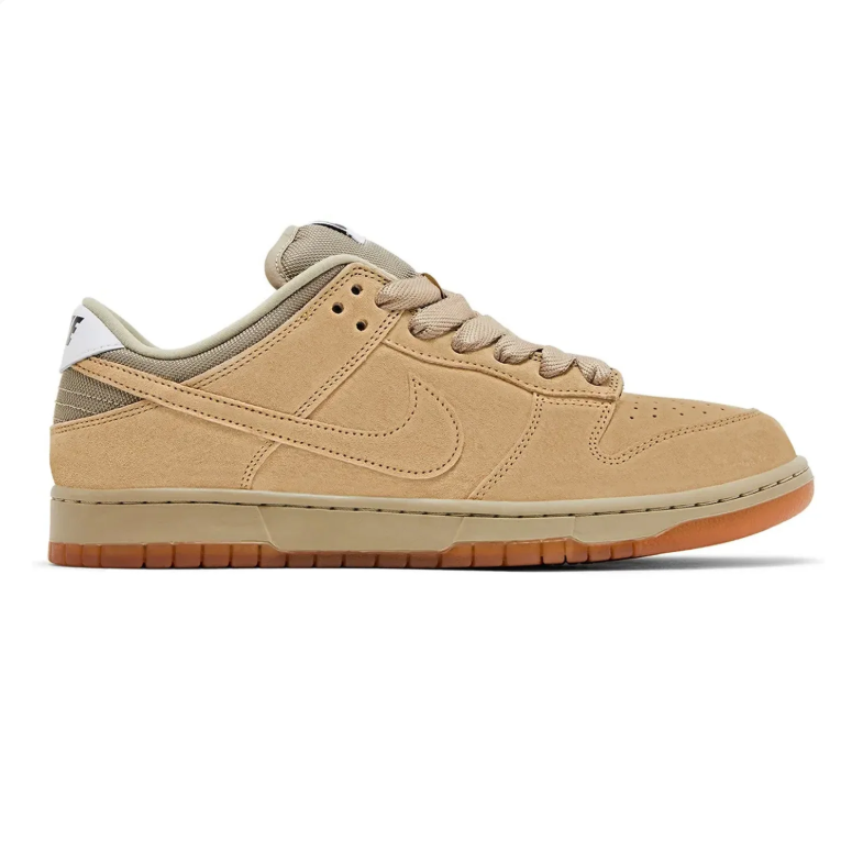 Nike Dunk Low Sneakers - Tan & Khaki with Gum Sole