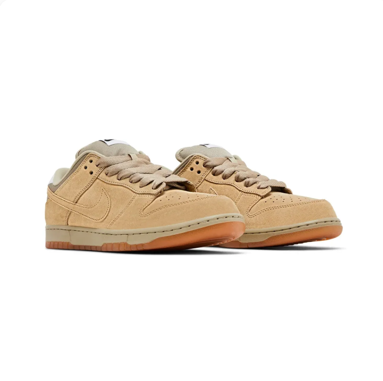 Nike Dunk Low Sneakers - Tan & Khaki with Gum Sole