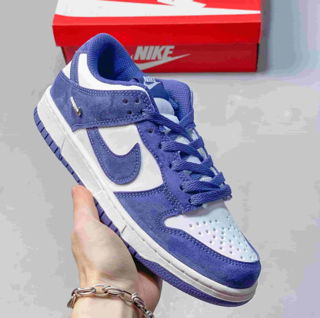 Nike Dunk Low Sneakers - White & Violet Blue