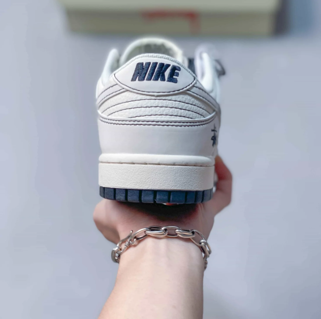 Nike Dunk Low Sneakers - White & Navy with Stüssy Branding