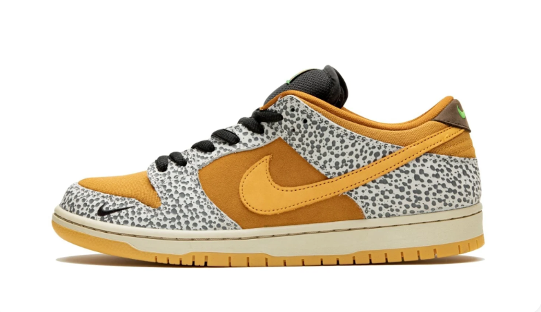 Nike Dunk Low Sneakers - Golden Yellow with Spotted Overlays