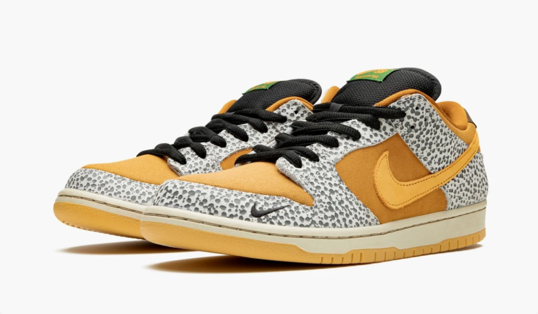 Nike Dunk Low Sneakers - Golden Yellow with Spotted Overlays