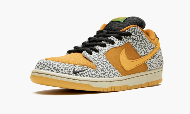 Nike Dunk Low Sneakers - Golden Yellow with Spotted Overlays