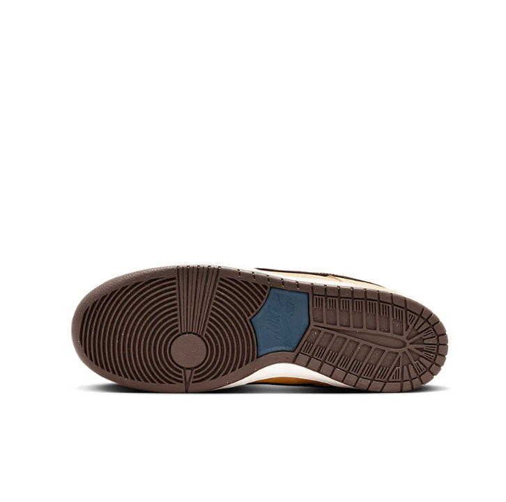 Nike SB Dunk Low Sneakers - Wheat Tan & Burgundy with Black Swoosh