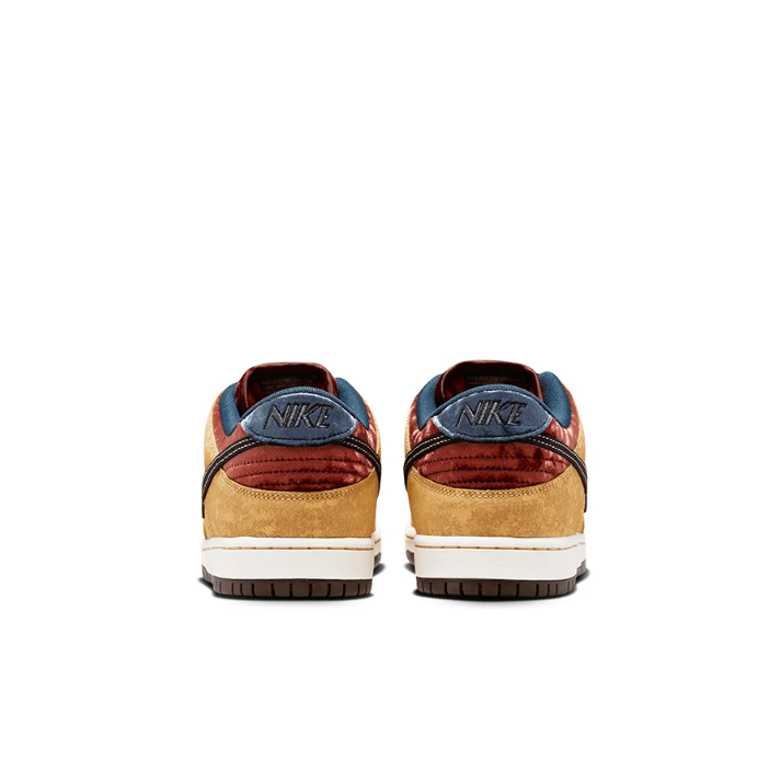 Nike SB Dunk Low Sneakers - Wheat Tan & Burgundy with Black Swoosh