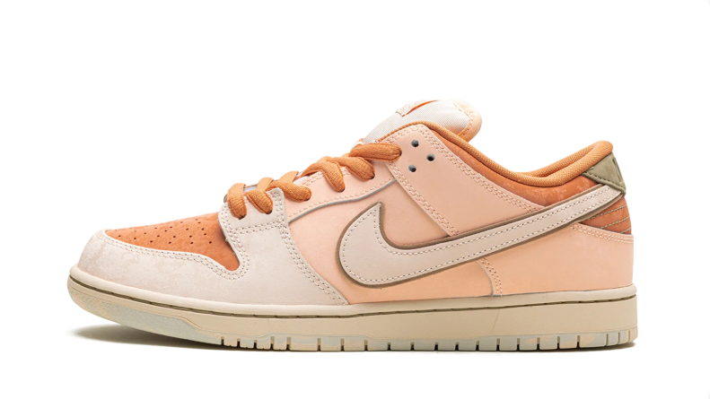 Nike Dunk Low Sneakers - Peach & Cream with Olive Heel Tabs