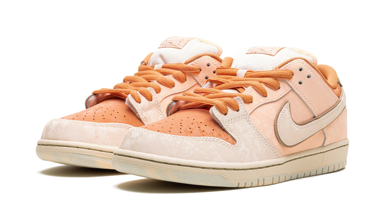 Nike Dunk Low Sneakers - Peach & Cream with Olive Heel Tabs