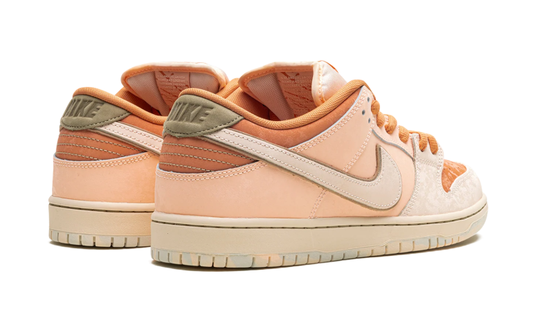 Nike Dunk Low Sneakers - Peach & Cream with Olive Heel Tabs