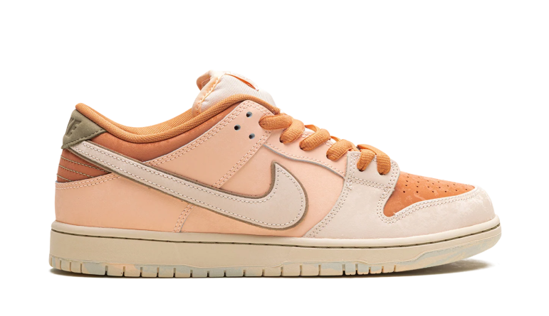 Nike Dunk Low Sneakers - Peach & Cream with Olive Heel Tabs