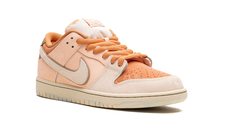 Nike Dunk Low Sneakers - Peach & Cream with Olive Heel Tabs