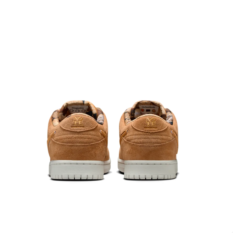 Nike SB Dunk Low Sneakers - Wheat Tan with Patterned Laces