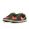 Nike Dunk Low Sneakers - Red & Dark Green with Gum Sole