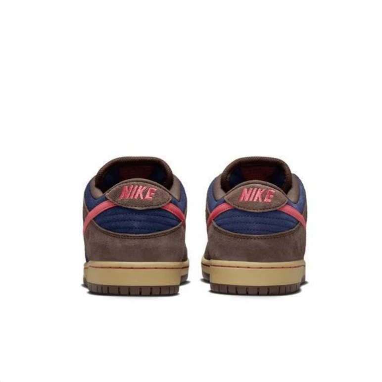 Nike SB Dunk Low Sneakers - Brown & Navy with Pink Swoosh