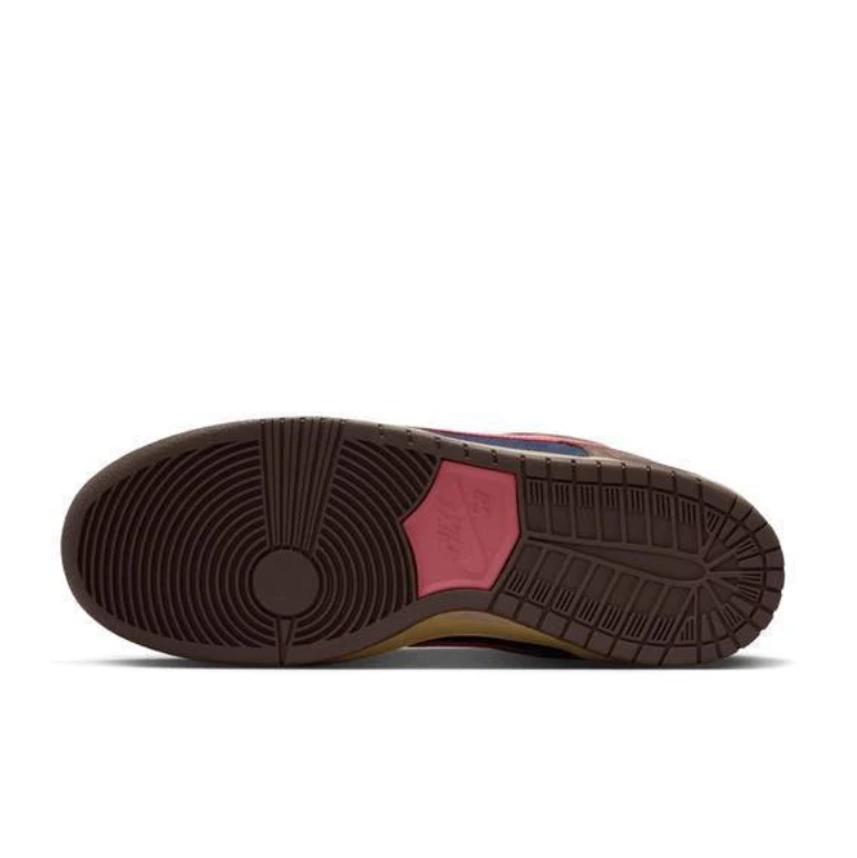 Nike SB Dunk Low Sneakers - Brown & Navy with Pink Swoosh
