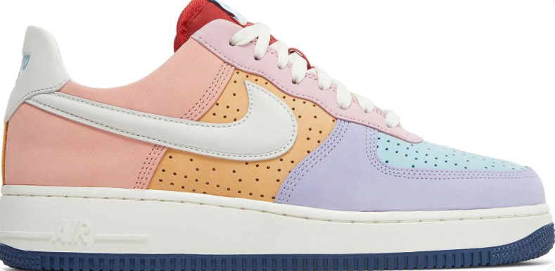 Nike Air Force 1 Low Sneakers - Multicolor Pastel with Puerto Rico Heel Detail