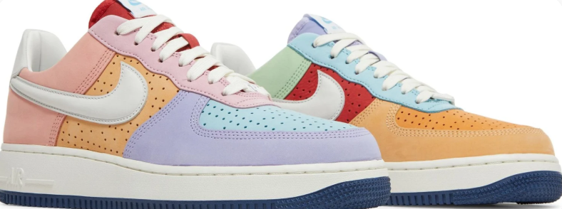 Nike Air Force 1 Low Sneakers - Multicolor Pastel with Puerto Rico Heel Detail