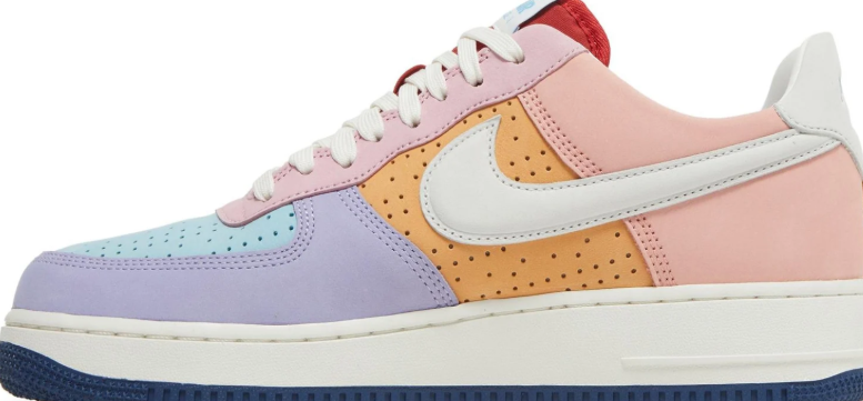 Nike Air Force 1 Low Sneakers - Multicolor Pastel with Puerto Rico Heel Detail